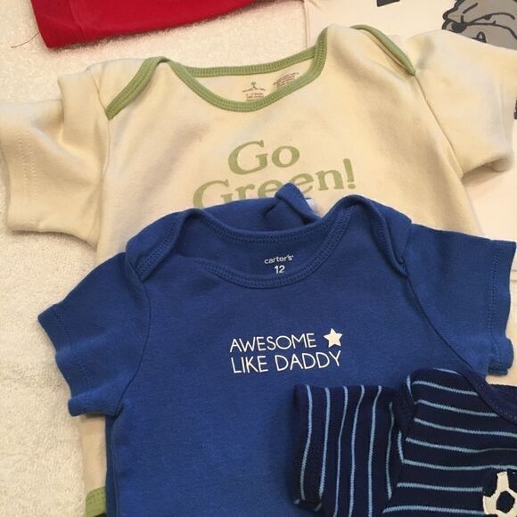 Six 12 month onesies red blue green good conditio - Picture 5 of 10